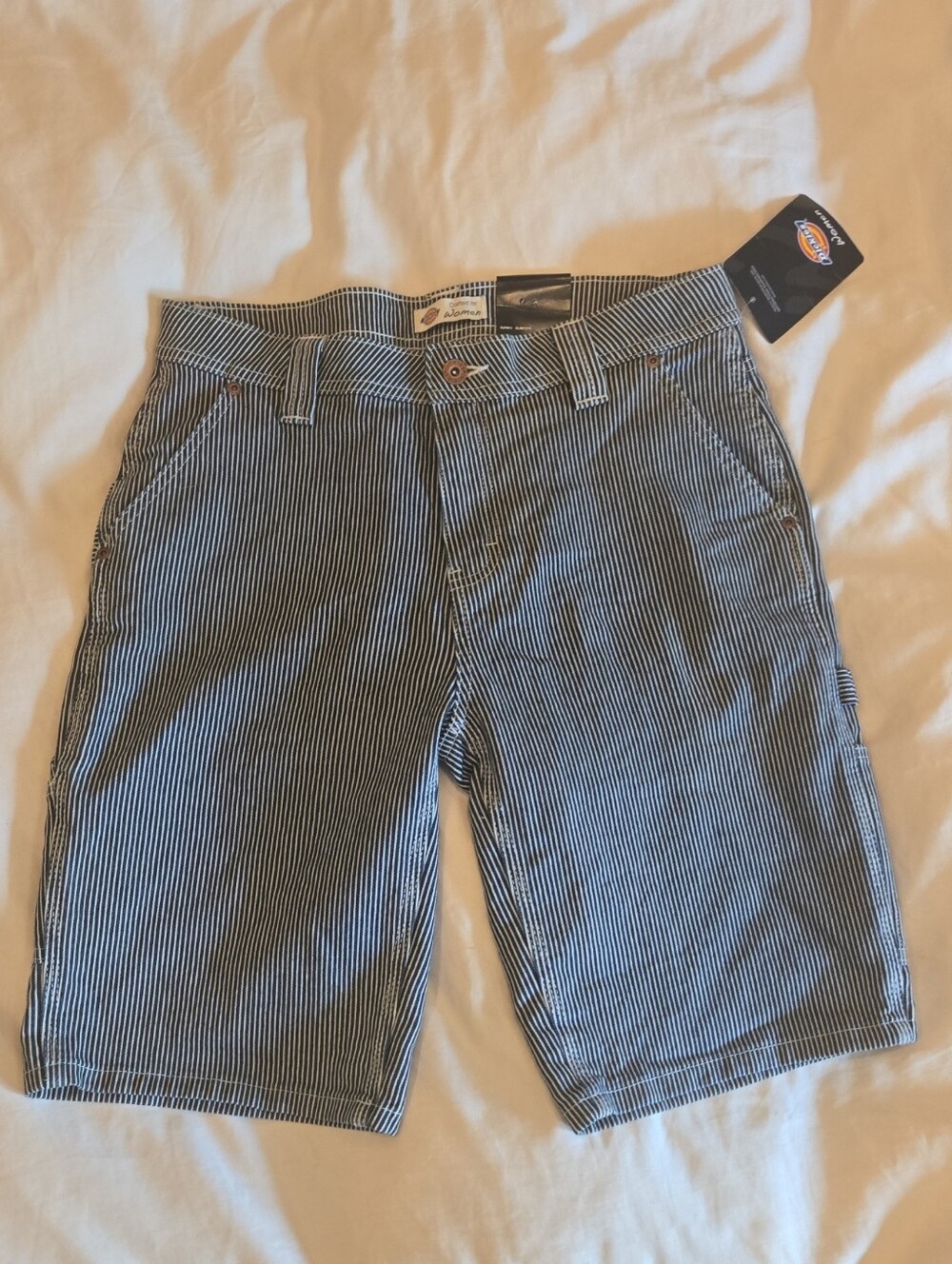 Dickies Women’s Navy and White Striped Cargo Shorts,  NWT